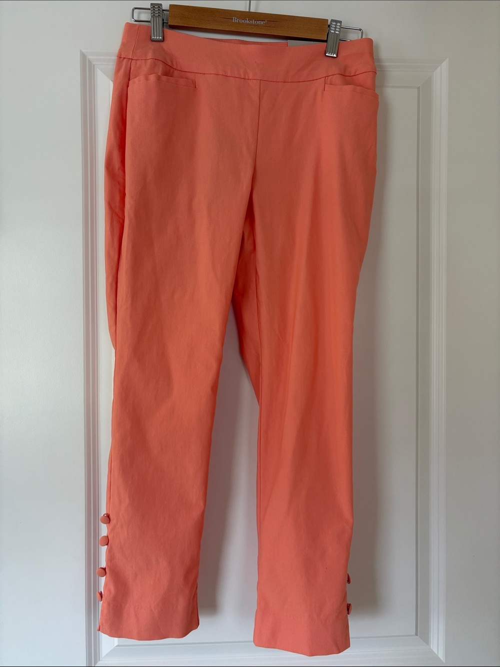 Chico's Coral Ankle Pants with Side Button Trim